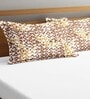 Brown Geometric 144 TC 100% Cotton Fitted Bedsheet & 2 Pillow Covers