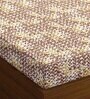 Brown Geometric 144 TC 100% Cotton Fitted Bedsheet & 2 Pillow Covers