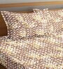 Brown Geometric 144 TC 100% Cotton Fitted Bedsheet & 2 Pillow Covers