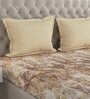 Brown Abstract 144 TC Cotton Queen Sized Bed Sheets with 2 Pillow Covers