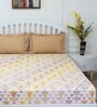 Brown Geometric 144 TC Cotton Queen Sized Bed Sheets with 2 Pillow Covers