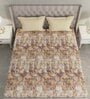 Brown Abstract 144 TC Cotton Queen Sized Bed Sheets with 2 Pillow Covers