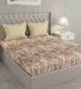 Brown Abstract 144 TC Cotton Queen Sized Bed Sheets with 2 Pillow Covers
