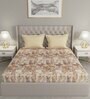 Brown Abstract 144 TC Cotton Queen Sized Bed Sheets with 2 Pillow Covers