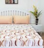 Brown Geometric 144 TC Cotton Queen Sized Bed Sheets with 2 Pillow Covers
