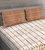 Brown Geometric 144 TC Cotton Queen Sized Bed Sheets with 2 Pillow Covers