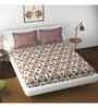 Brown Geometric 144 TC Microfiber King Sized Bedsheet Bedsheet 2 Pillow Heaven Collection