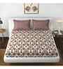 Brown Geometric 144 TC Microfiber King Sized Bedsheet Bedsheet 2 Pillow Heaven Collection