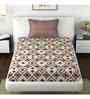 Brown Geometric 144 TC Microfiber Single Bed Sheet Bedsheet 1 Pillow Heaven Collection