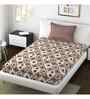 Brown Geometric 144 TC Microfiber Single Bed Sheet Bedsheet 1 Pillow Heaven Collection