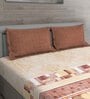 Brown Geometric 150 TC Cotton Queen Sized Bed Sheets with 2 Pillow Covers