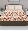 Brown Geometric 180 TC Cotton King Sized Bed Sheets with 2 Pillow Covers