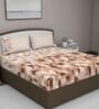 Brown Geometric 180 TC Cotton King Sized Bed Sheets with 2 Pillow Covers