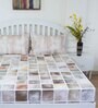 Brown Geometric 180 TC Cotton Queen Sized Bed Sheets with 2 Pillow Covers