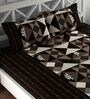 Brown Geometric 180 TC Microfiber Queen Sized Bed Sheets with 2 Pillow Covers