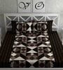 Brown Geometric 180 TC Microfiber Queen Sized Bed Sheets with 2 Pillow Covers