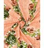 Peach Floral 200 TC Cotton Double Queen Sized Bedsheet With 2 Pillow Covers