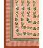 Peach Floral 200 TC Cotton Double Queen Sized Bedsheet With 2 Pillow Covers