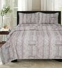 Brown Geometric 210 TC Cotton (Set of 4) Double Bed Bedding Sets