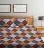 Brown Geometric 210 TC Cotton Double Bed Sheet with 2 Pillow Cover
