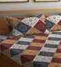 Brown Geometric 210 TC Cotton Double Bed Sheet with 2 Pillow Cover
