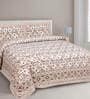 Brown Traditional 210 TC Cotton King Sized Bed Sheets with 2 Pillow Covers