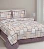 Brown Geometric 210 TC Cotton King Sized Bed Sheets with 2 Pillow Covers
