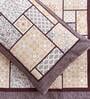 Brown Geometric 210 TC Cotton King Sized Bed Sheets with 2 Pillow Covers