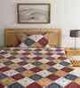 Brown Geometric 210 TC Cotton Single Bed Sheet With 1 Pillow Cover