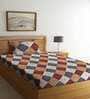 Brown Geometric 210 TC Cotton Single Bed Sheet With 1 Pillow Cover