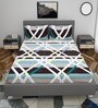 Brown Geometric 260 TC Cotton Blend Fitted Bedsheet With 2 Pillow Covers