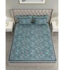 Green Floral 300 TC Cotton Double King Sized Bedsheet With 2 Pillow Covers