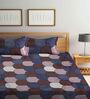 Brown Geometric 300 TC Cotton Blend Double King Size Bedsheet with 2 Pillow Covers