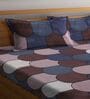 Brown Geometric 300 TC Cotton Blend Double King Size Bedsheet with 2 Pillow Covers