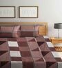 Brown Geometric 300 TC Cotton Blend Double King Size Bedsheet with 2 Pillow Covers