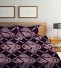 Brown Geometric 300 TC Cotton Blend Double King Sized Bedsheet With 2 Pillow Covers