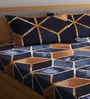Brown Geometric 300 TC Cotton Blend Double King Sized Bedsheet With 2 Pillow Covers