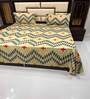 Green Geometric 400 TC 100% Cotton King Sized Bed Sheets with 2 Pillow Covers