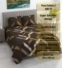 Brown Geometric 400 TC Cotton Double Queen Size Bedsheet With 2 Pillow Covers