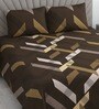 Brown Geometric 400 TC Cotton Double Queen Size Bedsheet With 2 Pillow Covers