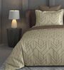Brown Geometric 600TC Cotton Super King Sized Double Bedsheet with 2 Embroidery Pillow Covers