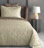 Brown Geometric 600TC Cotton Super King Sized Double Bedsheet with 2 Embroidery Pillow Covers