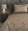 Brown Geometric 600TC Cotton Super King Sized Double Bedsheet with 2 Embroidery Pillow Covers