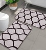 Brown Abstract Microfibre 20x14 Inches AntiSkid Bath Mats (Set of 2)