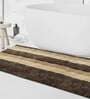Brown Geometric Microfibre 36x24 Inches AntiSkid Bath Mat
