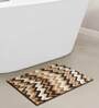 Brown Geometric Polyester AntiSkid Bathmat