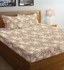 Brown Geometric Printed Fitted Bedsheet for 72 x 78 Inches Mattress with 6 Inch Depth