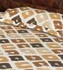 Brown Geometric TC 190 100% Cotton Single Sized Bedsheet With 1 Pillow Cover