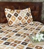 Brown Geometric TC 190 100% Cotton Single Sized Bedsheet With 1 Pillow Cover
