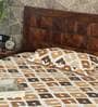 Brown Geometric TC 190 100% Cotton Single Sized Bedsheet With 1 Pillow Cover